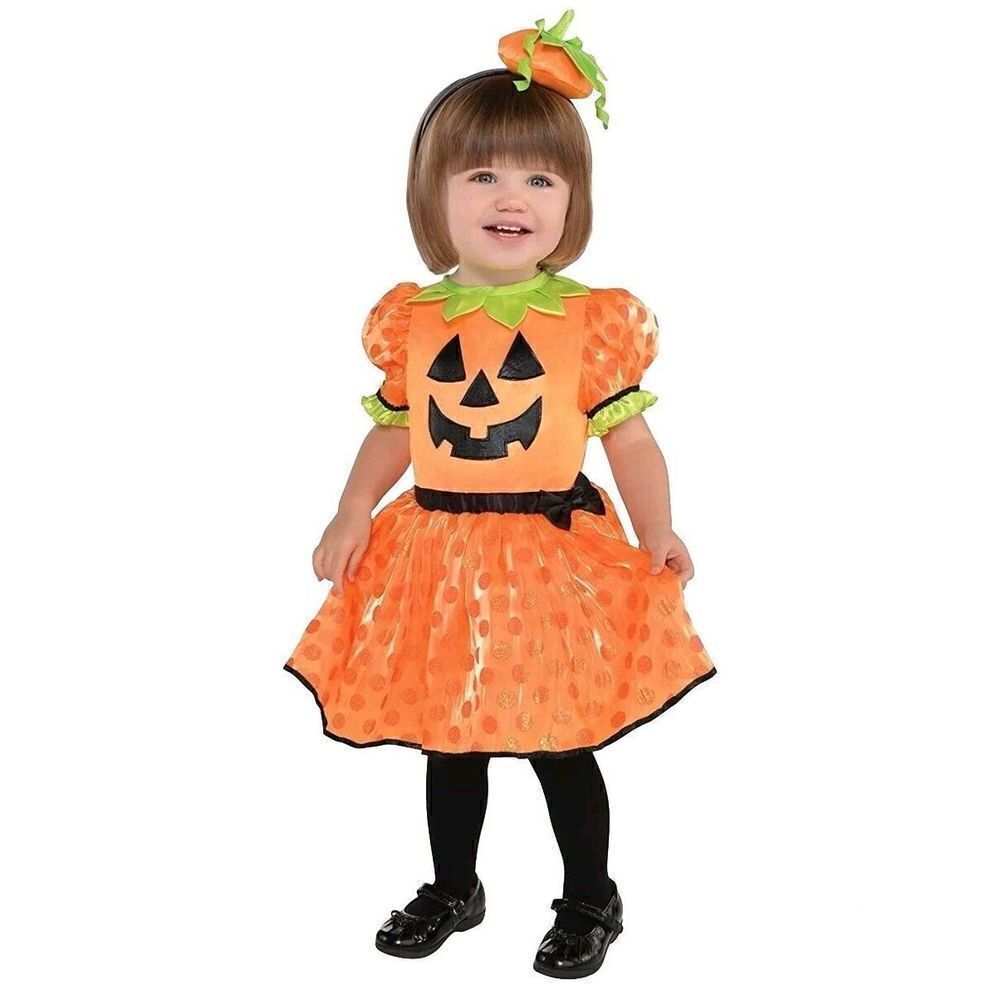 Amscan Little Pumpkin Costume Halloween Dress w/ headband Infant 0-6 Months